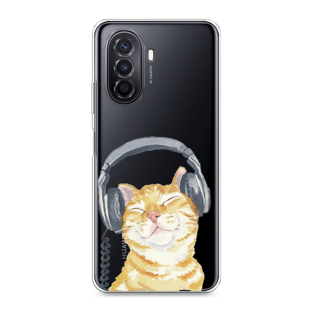 

Силиконовый чехол "Кот меломан" на Huawei Nova Y70, Кот меломан