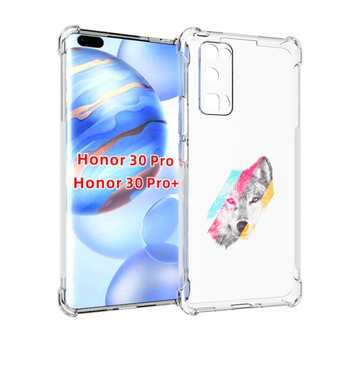 

Чехол бампер MyPads волк градиент для Honor 30 Pro, Прозрачный, Tocco