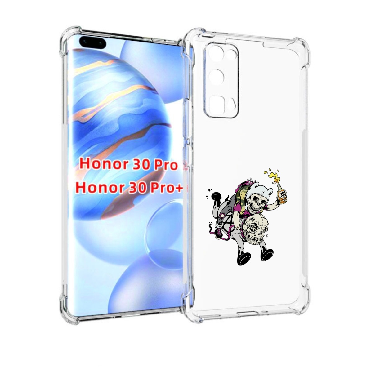

Чехол бампер MyPads время приключений скелеты для Honor 3, Прозрачный, Tocco