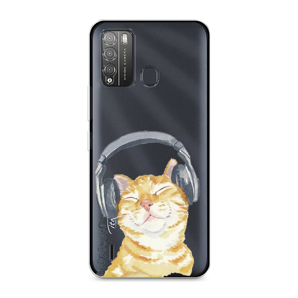 

Силиконовый чехол "Кот меломан" на Itel Vision 1 Pro, Кот меломан