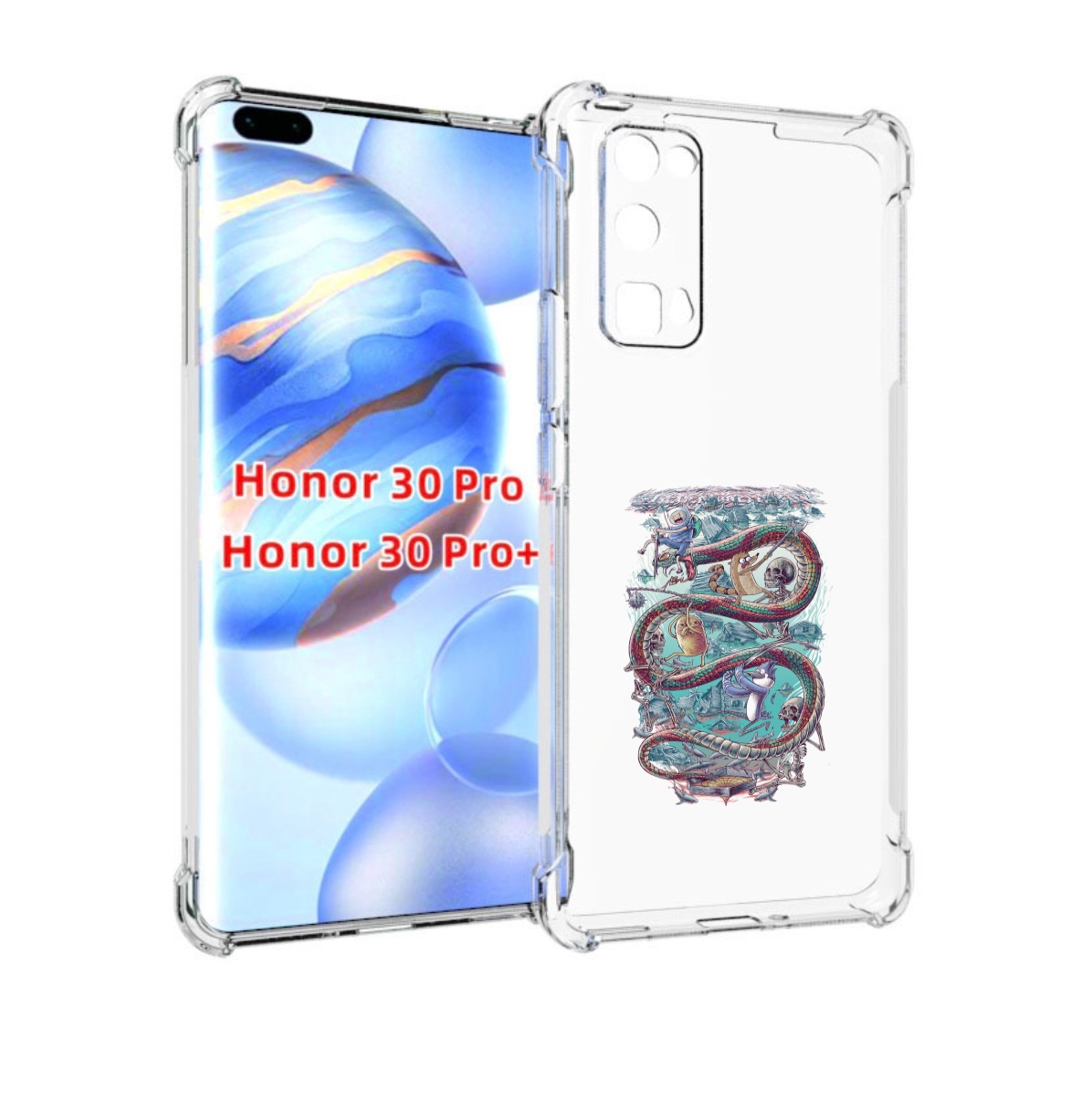 

Чехол бампер MyPads время приключений страшилка для Honor, Прозрачный, Tocco