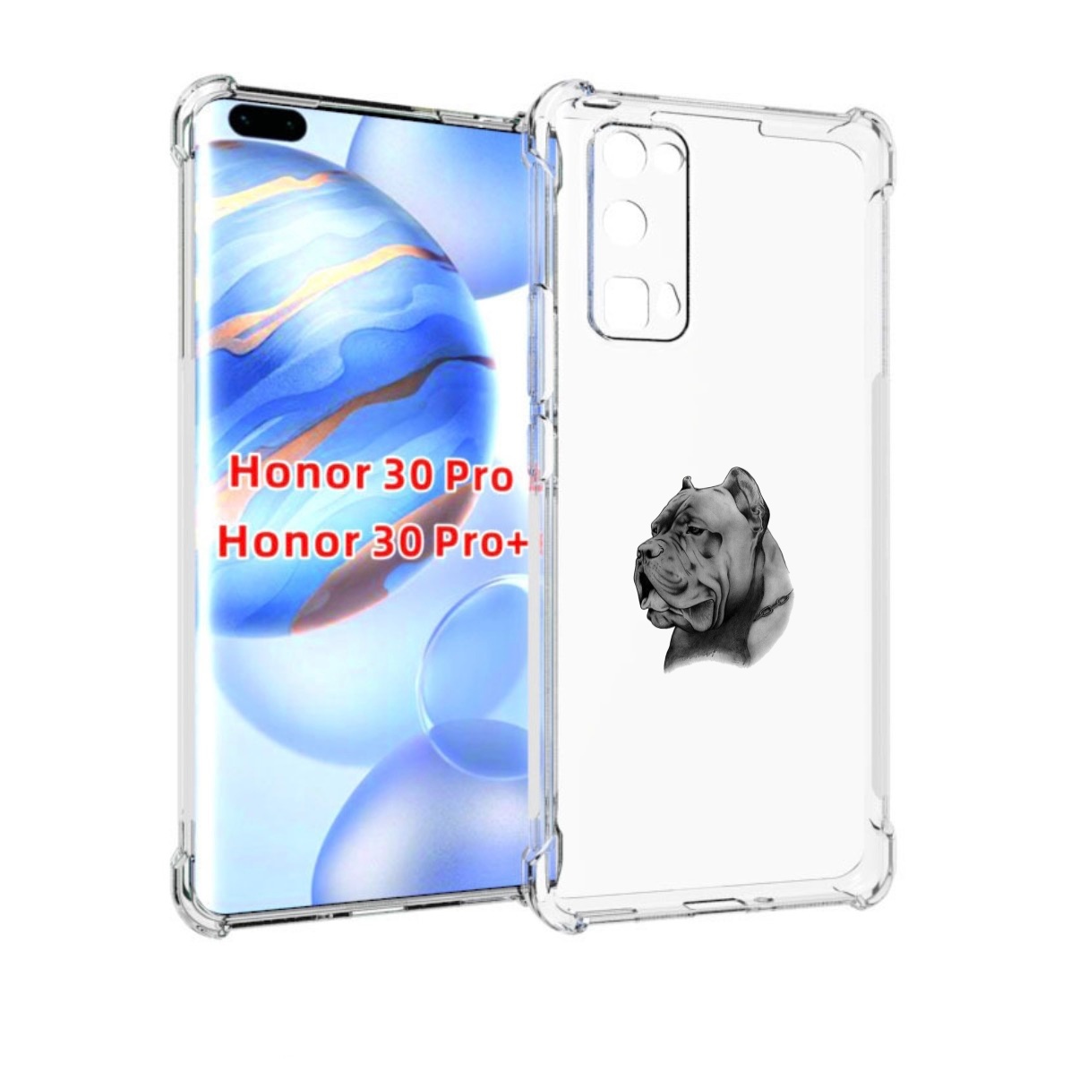 

Чехол бампер MyPads грозный бульдог для Honor 30 Pro Honor, Прозрачный, Tocco