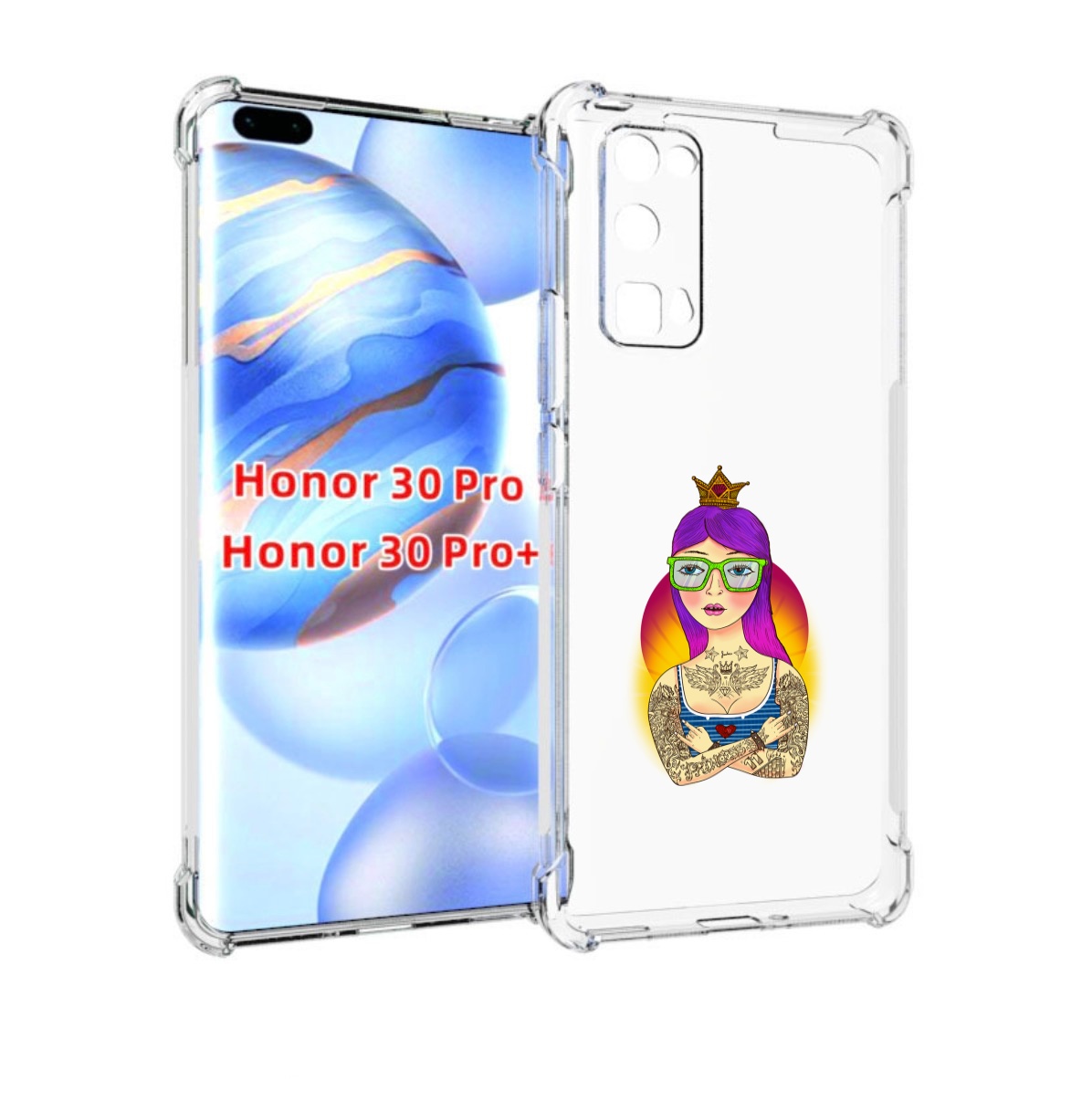 

Чехол бампер MyPads девушка в татуировках с короной для Huawei H, Прозрачный, Tocco