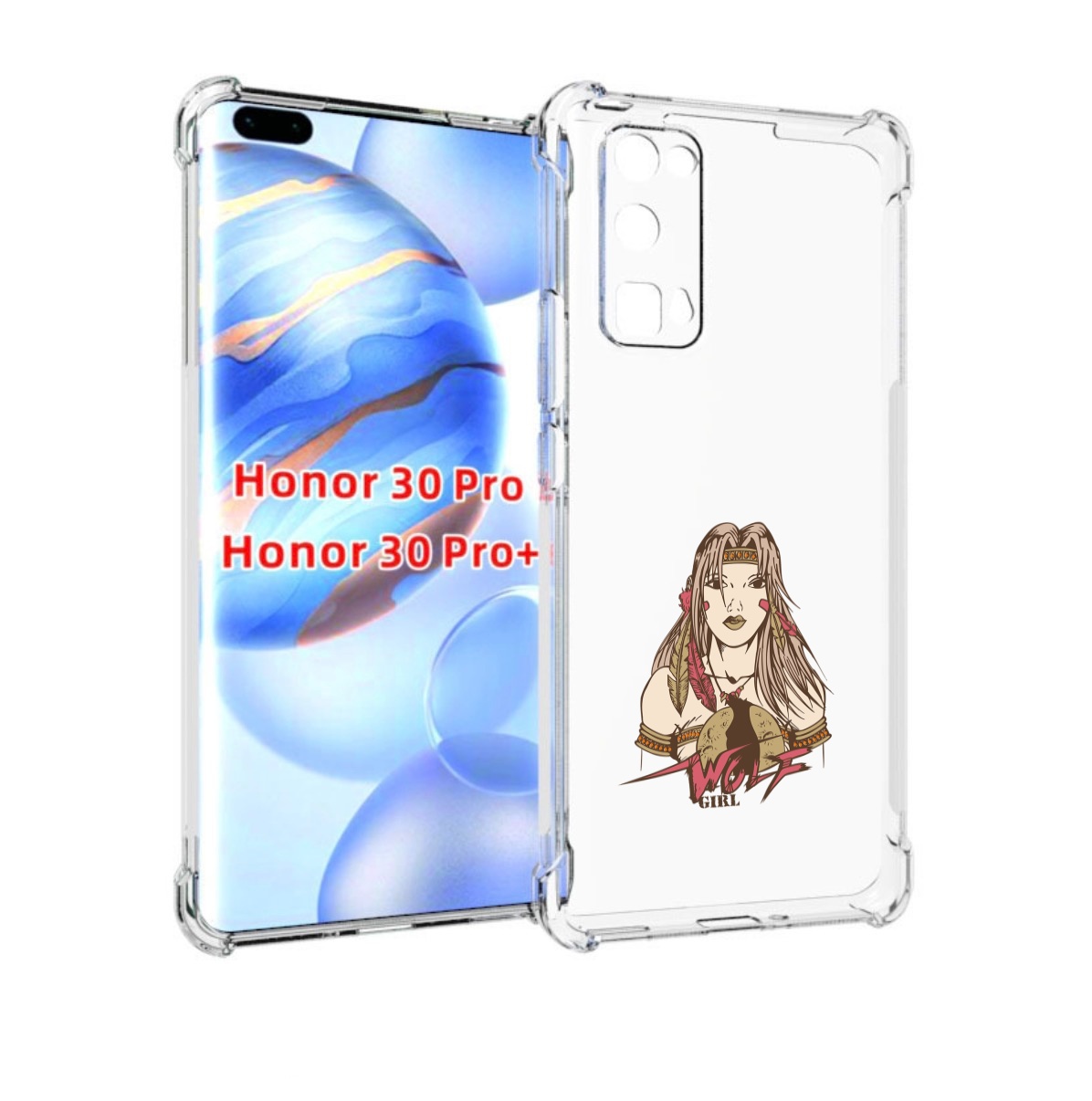 

Чехол бампер MyPads девушка волк для Honor 30 Pro, Прозрачный, Tocco