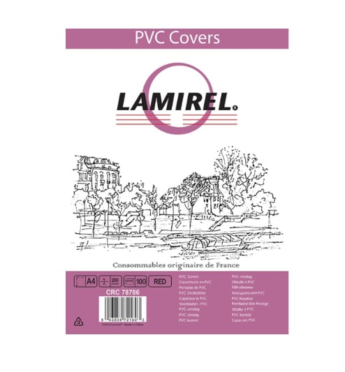 Обложки Lamirel Transparent A4 PVC красные 200мкм 100 шт.