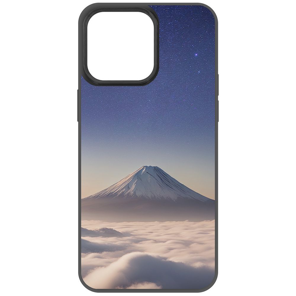 Чехол-накладка Krutoff Soft Case Япония, Фудзияма для iPhone 15 Pro Max черный