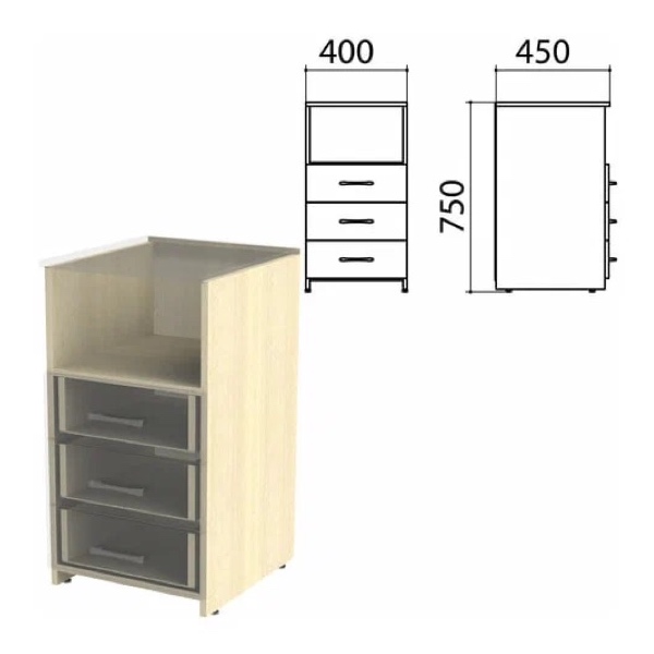 фото Каркас тумбы приставной "канц" 400х450х750 мм, цвет дуб молочный, тк31.15.1