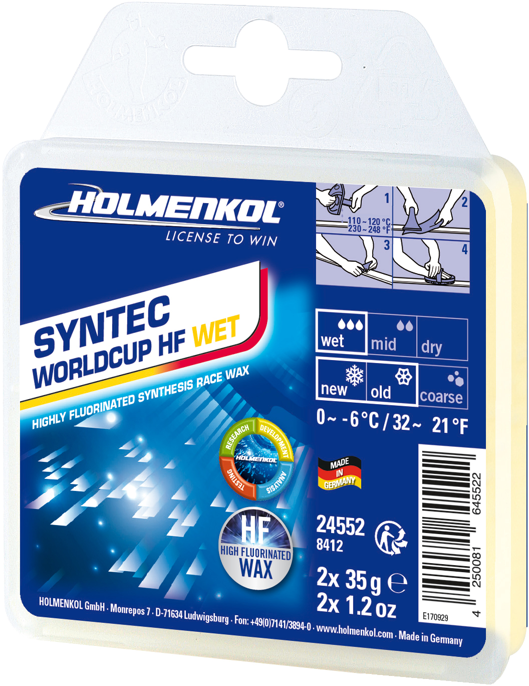 фото Парафин holmenkol syntec wc hf wet 2*35g 0-6