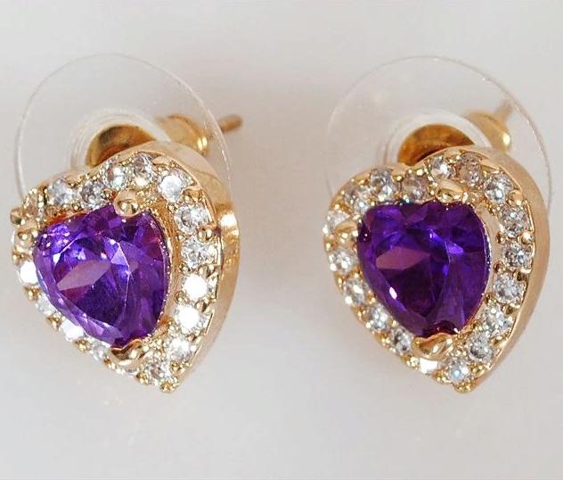 

Серьги из ювелирного сплава Lotus Jewelry 3019E-12am, аметист/циркон, 3019E-12am