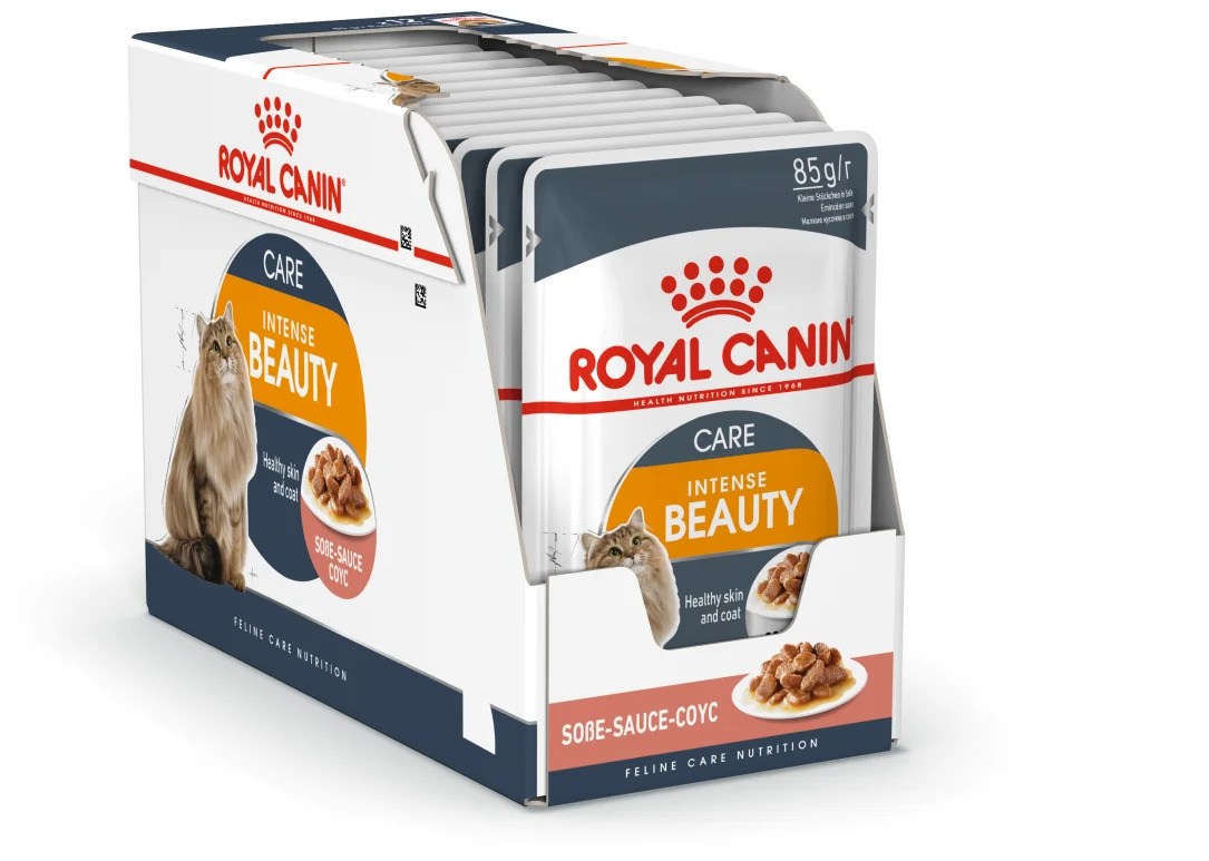 фото Влажный корм для кошек royal canin intense beauty, при аллергии, соус, 24шт по 85г