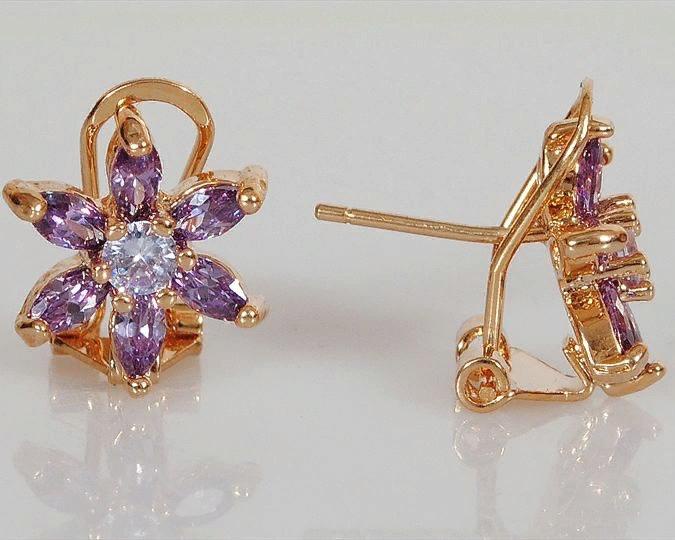 

Серьги из ювелирного сплава Lotus Jewelry 3023E-14am, аметист/циркон, 3023E-14am