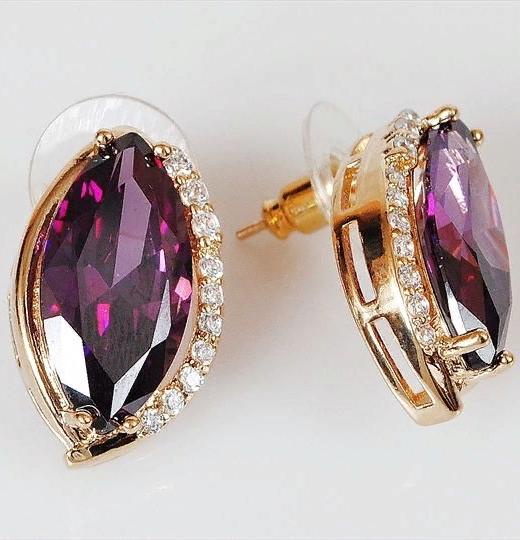 

Серьги из бижутерного сплава Lotus Jewelry 3032E-17am, аметист/циркон, 3032E-17am