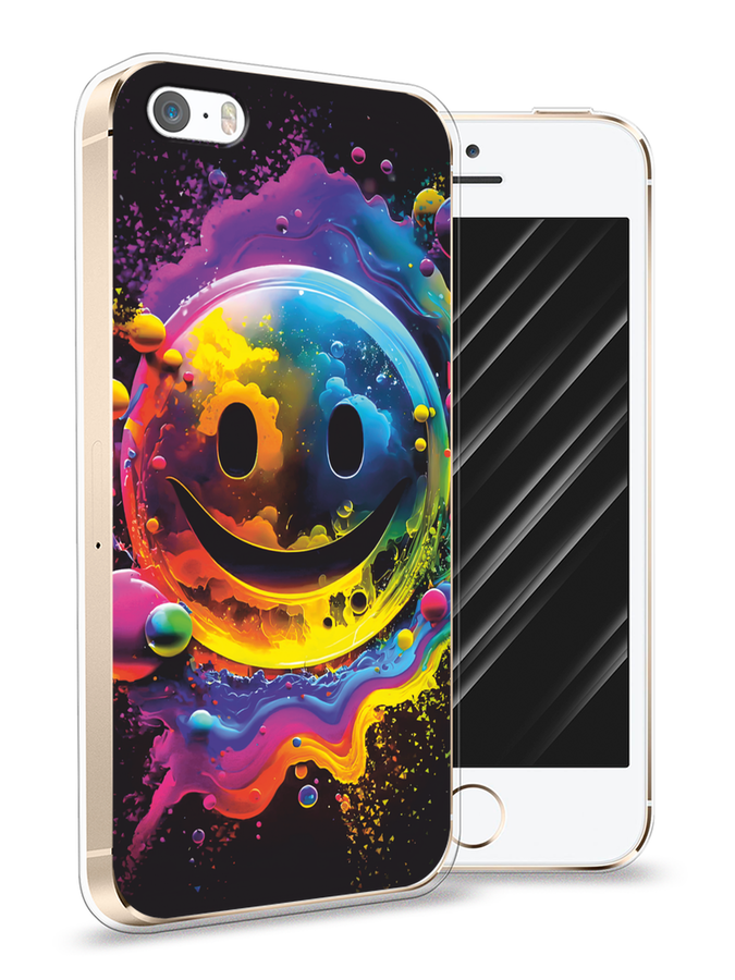 

Чехол Awog на Apple iPhone 5/5S/SE "Кислотный смайл", Фиолетовый;желтый;синий, 10350-1