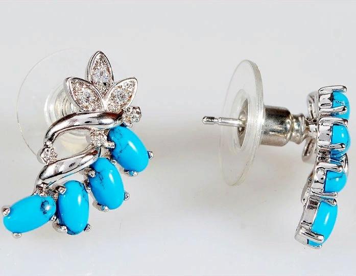 

Серьги из ювелирного сплава Lotus Jewelry RH39E-49tq, бирюза/циркон, RH39E-49tq
