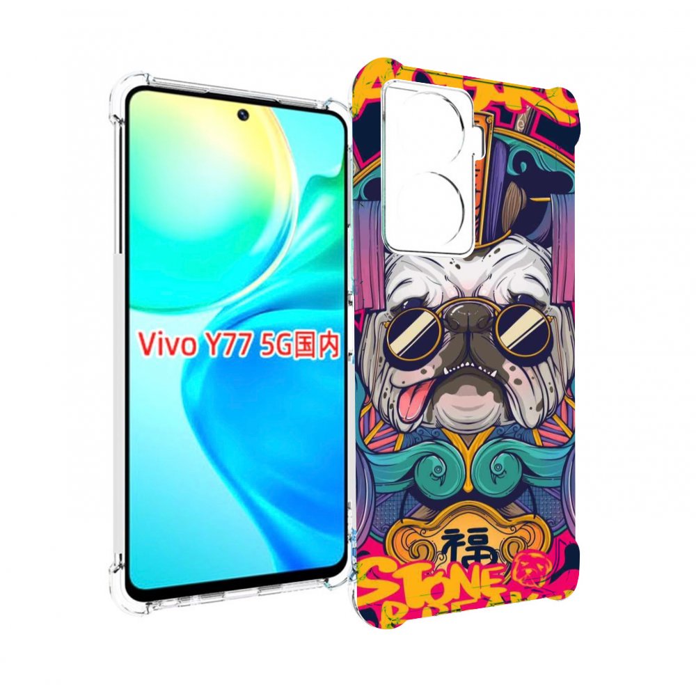 

Чехол MyPads мопс агро яркая для Vivo Y77 5G, Прозрачный, Tocco