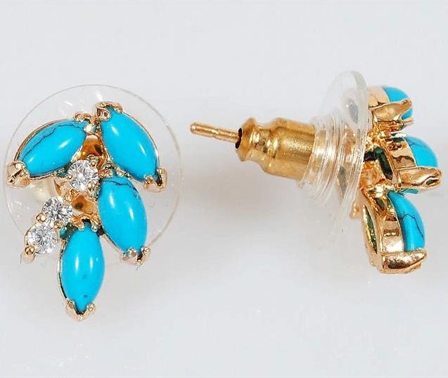 

Серьги из ювелирного сплава Lotus Jewelry 18E-16tq, бирюза/циркон, 18E-16tq