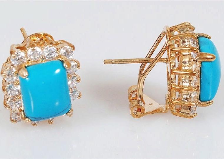 

Серьги из ювелирного сплава Lotus Jewelry 24E-15tq, бирюза/циркон, 24E-15tq