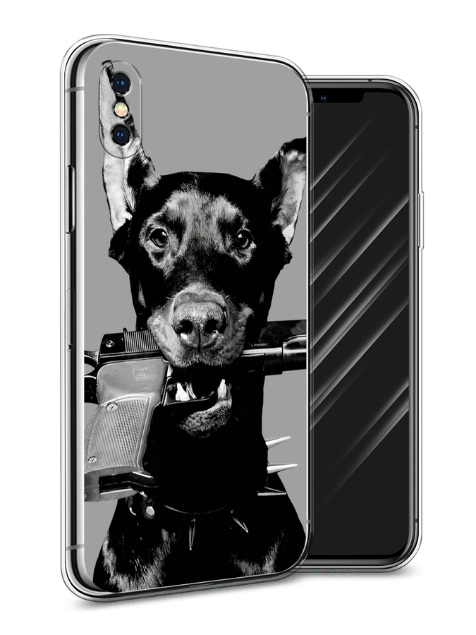 

Чехол Awog на Apple iPhone XS Max "Доберман", Серый, 11950-1