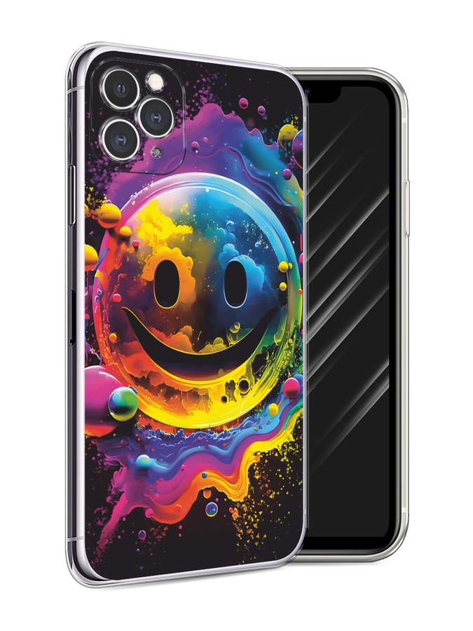 

Чехол Awog на Apple iPhone 11 Pro Max "Кислотный смайл", Фиолетовый;желтый;синий, 12250-1
