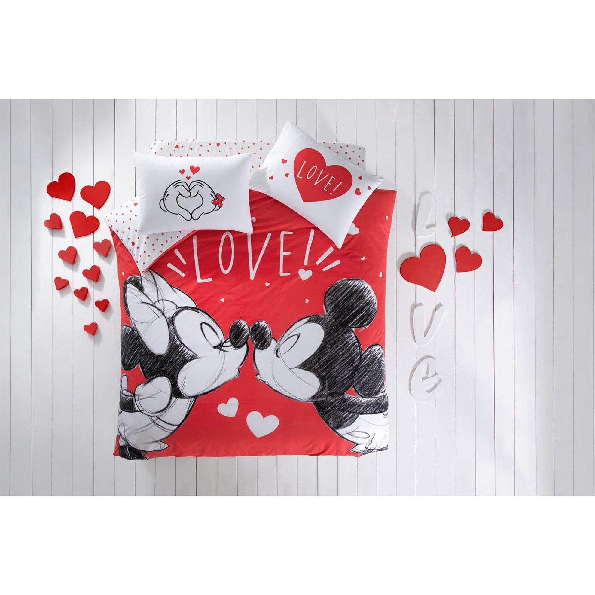 Постельное белье люкс-хлопок MINNIE&MICKEY LOVELY евро, TAC-Турция