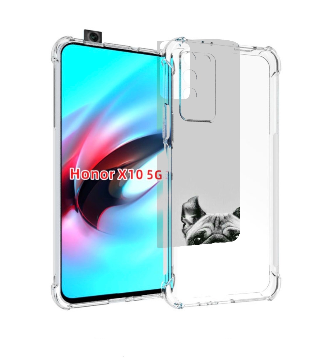 

Чехол MyPads мопс для Honor X10, Прозрачный, Tocco
