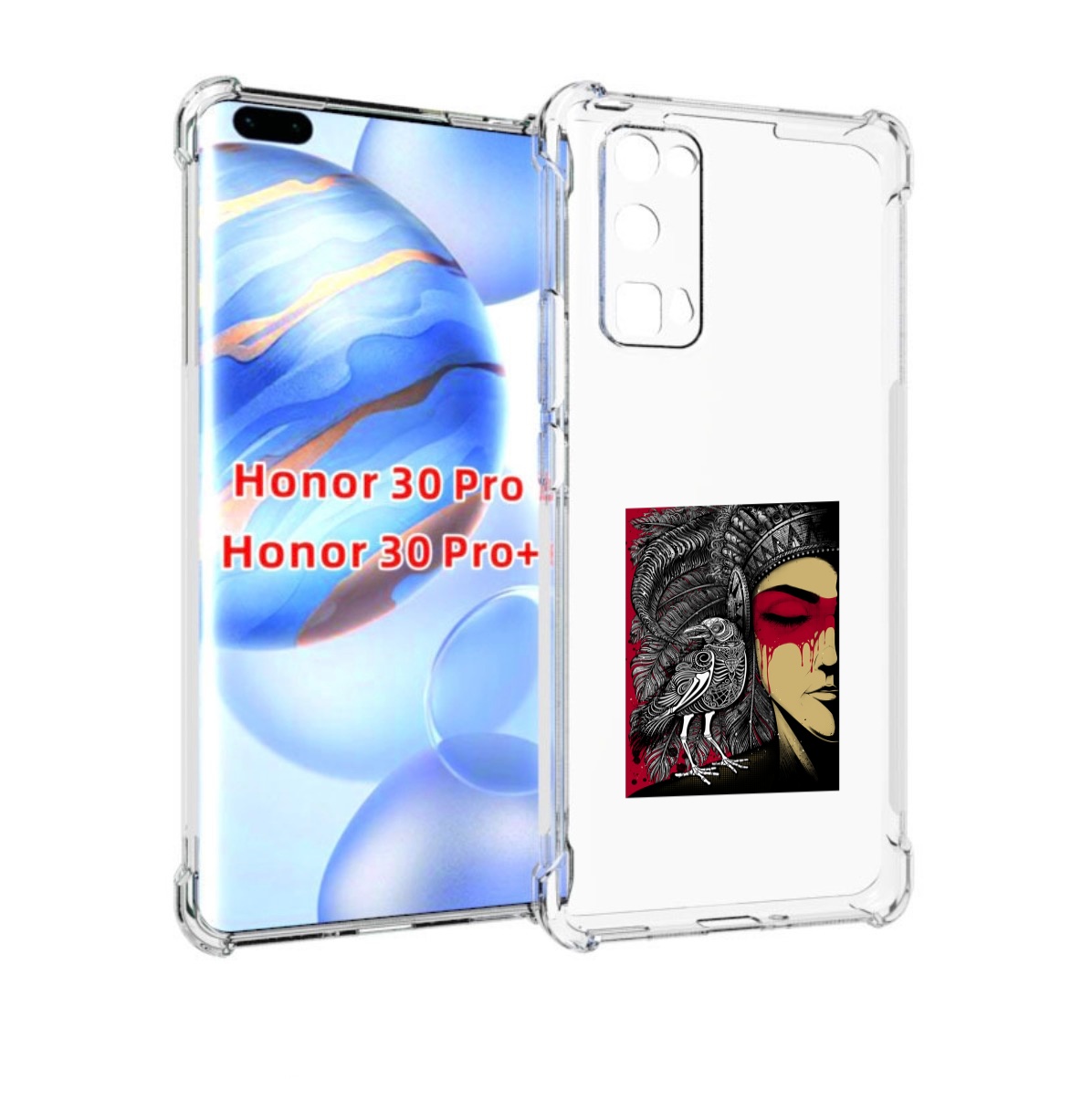 

Чехол бампер MyPads девушка с вороном в абстракции для Honor, Прозрачный, Tocco