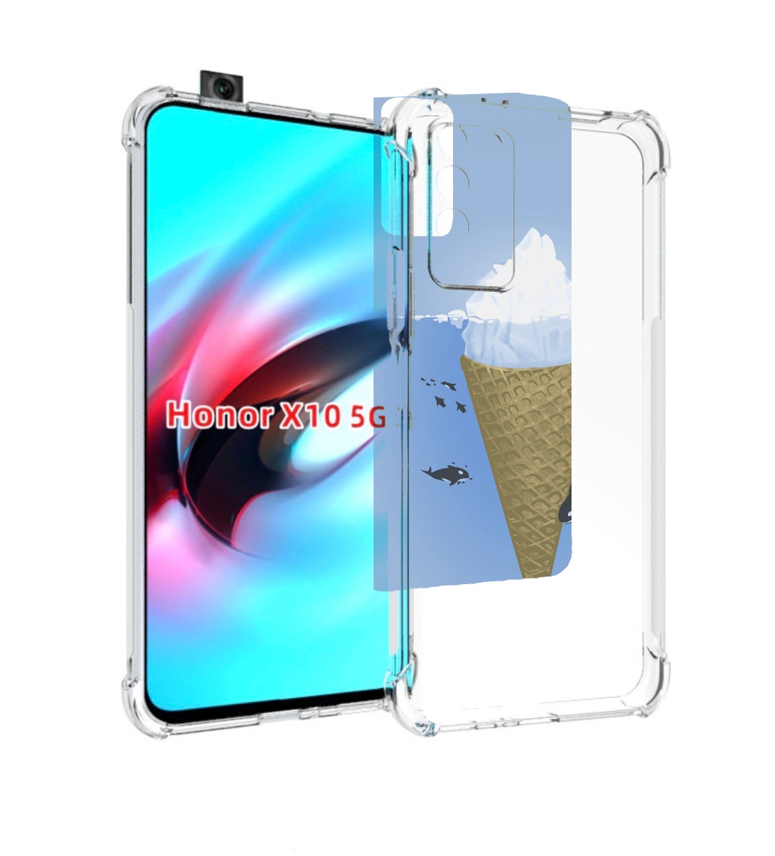 

Чехол MyPads мороженное-у-косаток для Honor X10, Прозрачный, Tocco