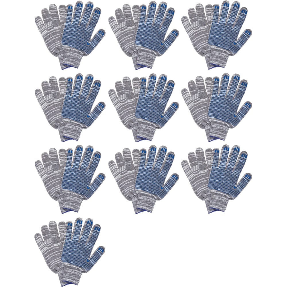Трикотажные перчатки КОРДЛЕНД хлопок, 4-х нитка, серые, 10 пар, 10-й класс, M, 38-40 гр, П