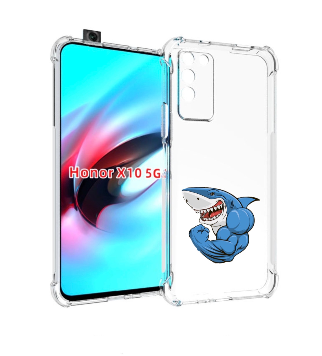 

Чехол MyPads накаченная акула для Honor X10, Прозрачный, Tocco