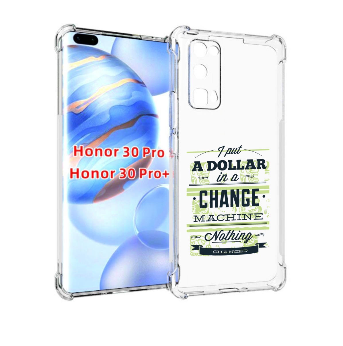 

Чехол бампер MyPads доллар надпись для Honor 30 Pro, Прозрачный, Tocco