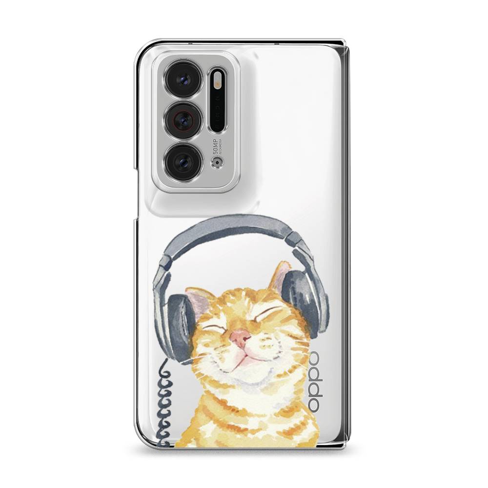 

Силиконовый чехол "Кот меломан" на Oppo Find N, Кот меломан