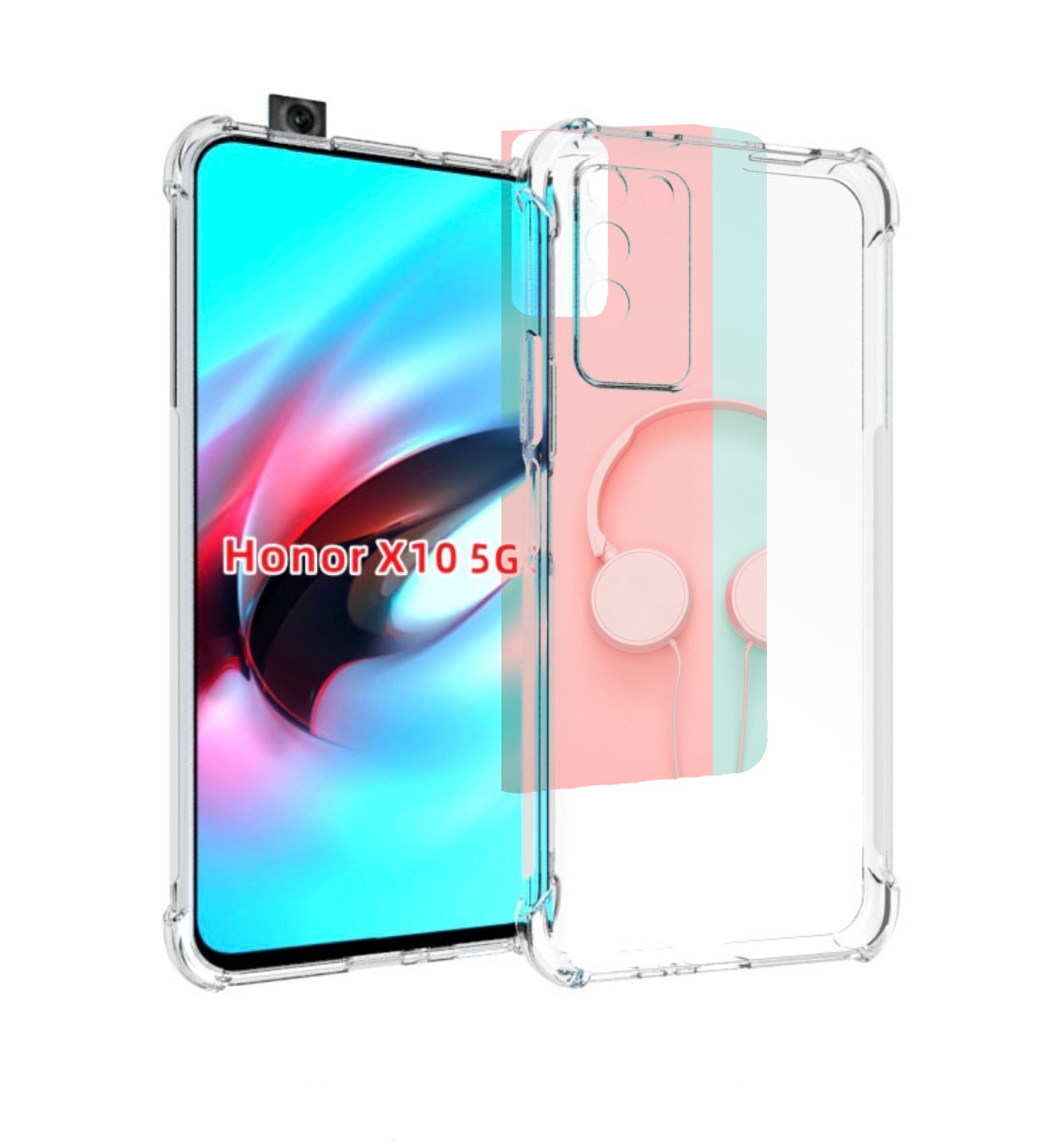 

Чехол MyPads наушники-минимализм для Honor X10, Прозрачный, Tocco