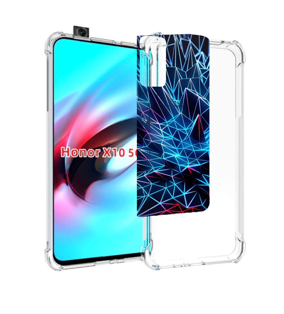

Чехол MyPads неоновая-абстракция для Honor X10, Прозрачный, Tocco