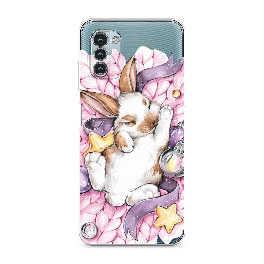 

Чехол на Nokia G11 "Кролик спит", Розовый;белый, 125050-5