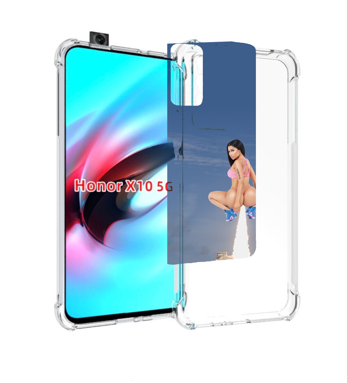 

Чехол MyPads ники-минаж-ракета детский для Honor X10, Прозрачный, Tocco