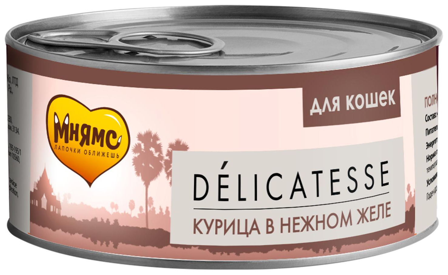 Влажный корм для кошек Мнямс Delicatesse, курица в нежном желе, 24x70 г