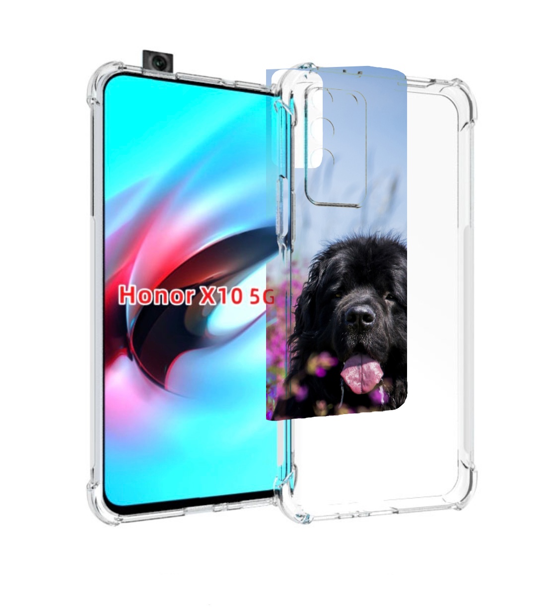 

Чехол MyPads ньюфаундлед для Honor X10, Прозрачный, Tocco