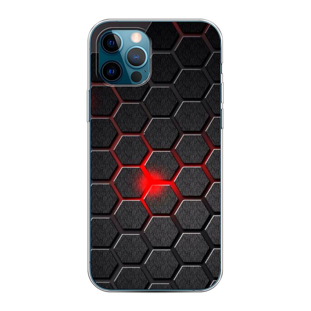 

Чехол на Apple iPhone 12 "Соты красные", Красный;черный;серый, 12850-3