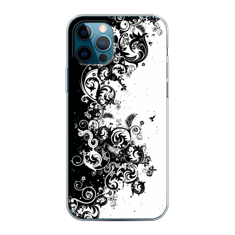 

Чехол на Apple iPhone 12 "Черно белый узор", Белый;черный;серый, 12850-3