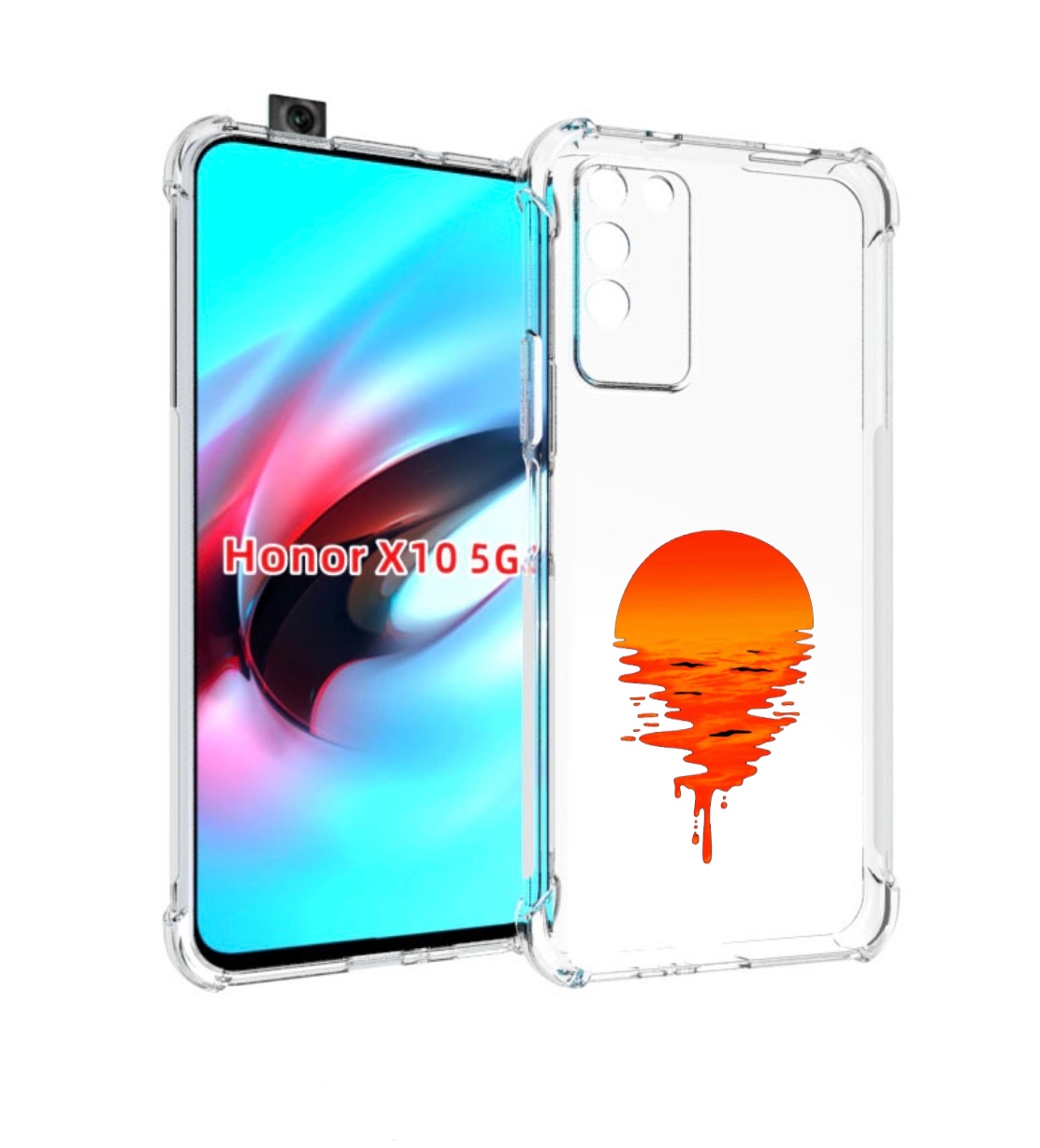 

Чехол MyPads оранжевый закат на воде для Honor X10, Прозрачный, Tocco