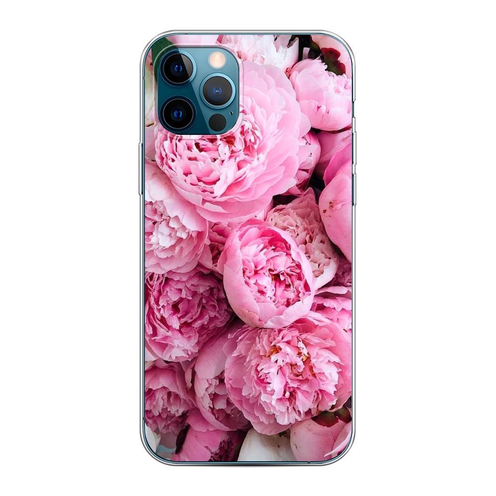 

Чехол на Apple iPhone 12 "Розовые пионы", Бежевый;розовый, 12850-2