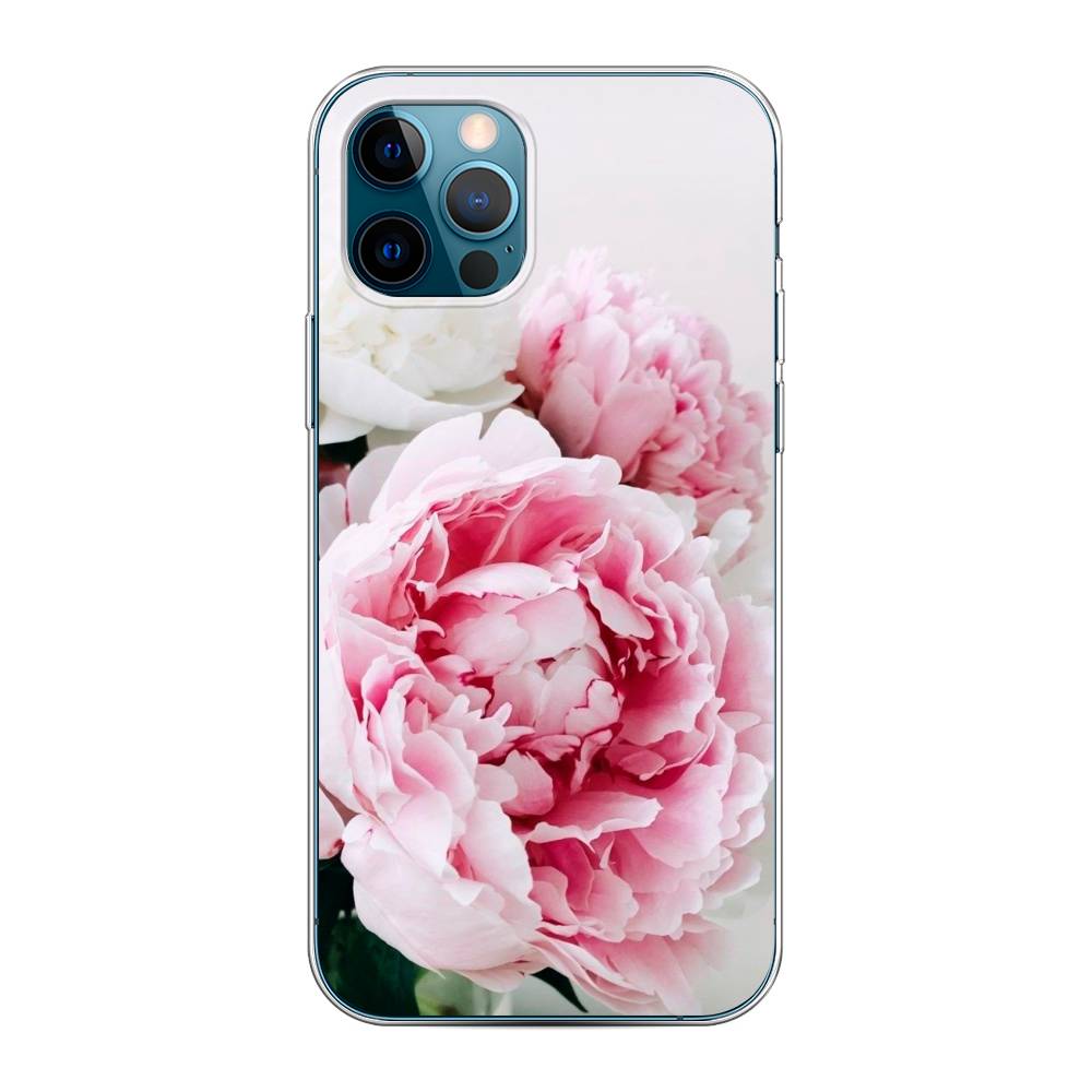 

Чехол на Apple iPhone 12 "Розовые и белые пионы", Розовый;белый, 12850-2