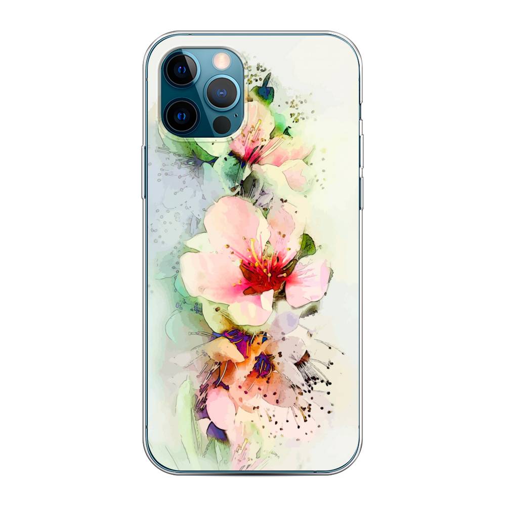 

Чехол на Apple iPhone 12 "Нежные цветы", Зеленый;розовый, 12850-2
