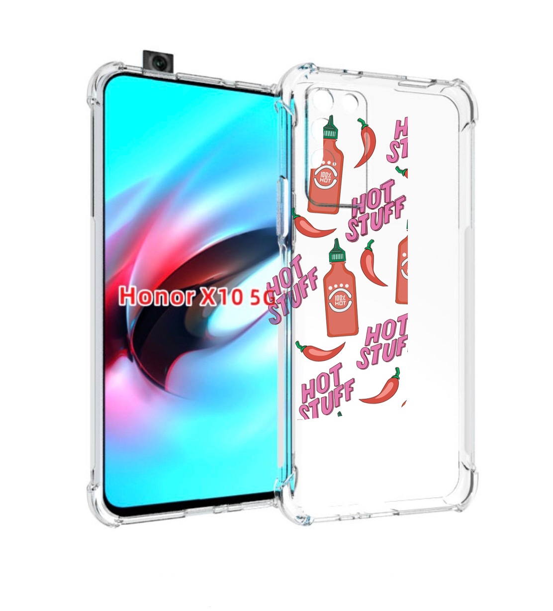

Чехол MyPads острые-перчики для Honor X10, Прозрачный, Tocco