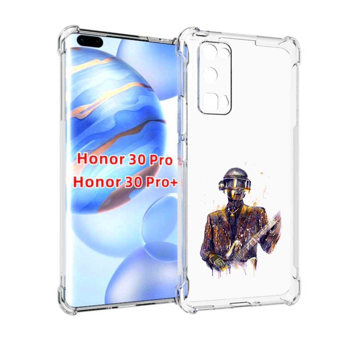 

Чехол бампер MyPads космо-гитарист для Honor 30 Pro, Прозрачный, Tocco