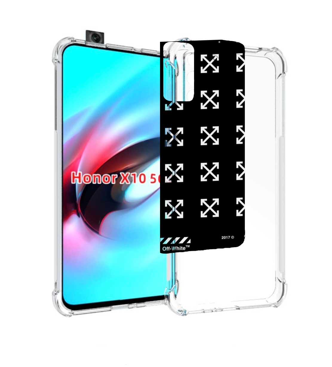 Чехол MyPads оф-вайт-значки для Honor X10