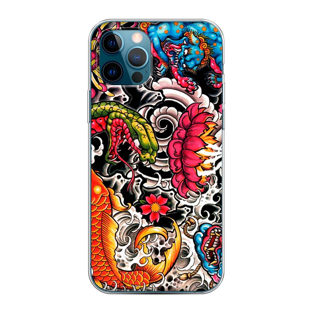 

Чехол на Apple iPhone 12 "Японское искусство", Красный;оранжевый;голубой, 12850-4
