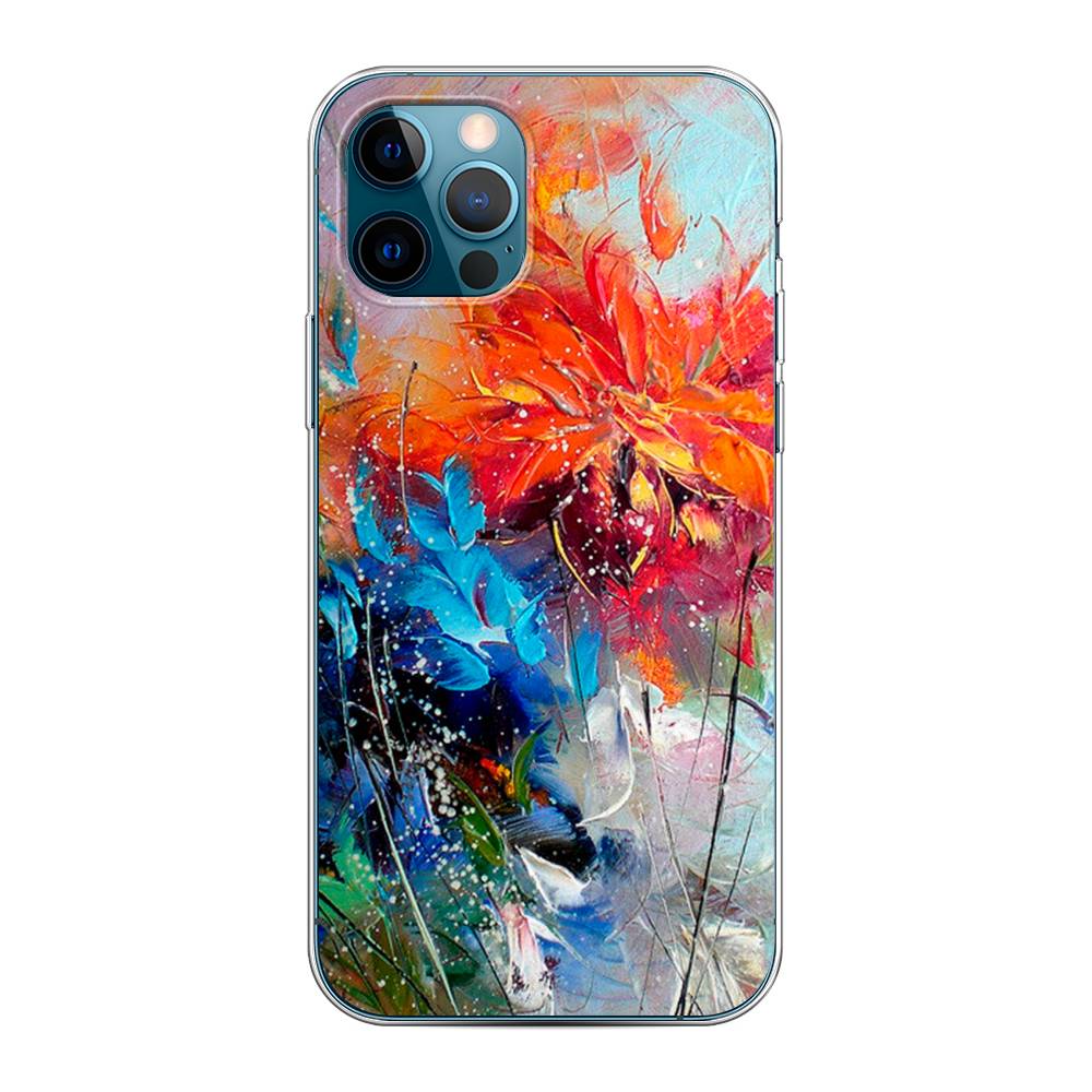 

Чехол на Apple iPhone 12 "Абстрактные цветы", Оранжевый;синий, 12850-4