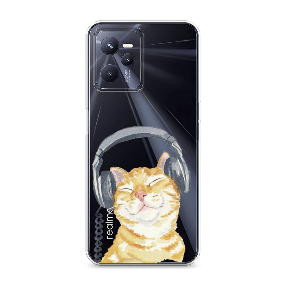 

Силиконовый чехол "Кот меломан" на Realme C35, Кот меломан