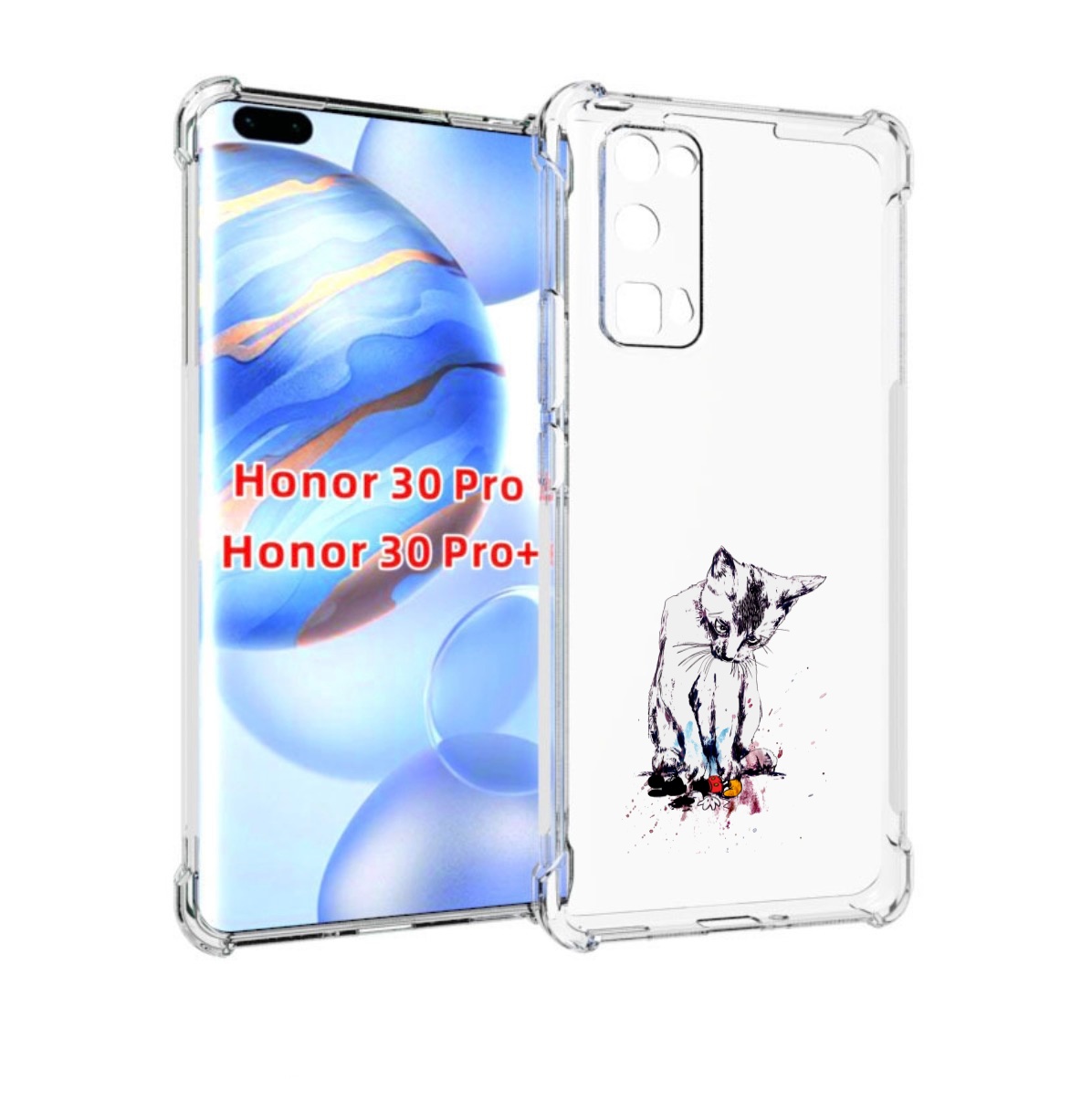 

Чехол бампер MyPads кот и микки для Honor 30 Pro, Прозрачный, Tocco